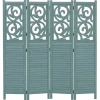 MCW Paravent T568, Raumteiler Trennwand Sichtschutz Raumtrennung, Ornamente klappbar Paulownia Holz 170x160cm ~ grün Discount