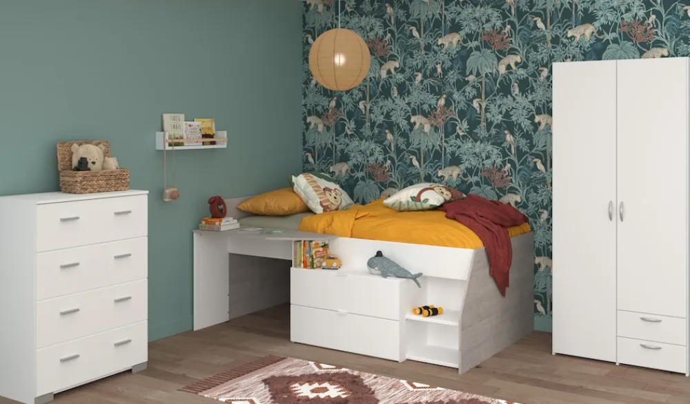 Kinderzimmer 3-teilig "Milky 12" Weiß / Grey Loft ^ Parisot