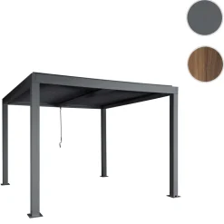 Pergola -L46, Gartenpavillon Lamellen-Pavillon, 10cm-Aluminium-Gestell, Regenrinne sturmfest, 3x4m ~ anthrazit ^ MCW New