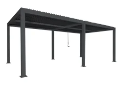 Pergola -L46, Gartenpavillon Lamellen-Pavillon, 10cm-Aluminium-Gestell, Regenrinne sturmfest, 3x6m ~ anthrazit ^ MCW Best