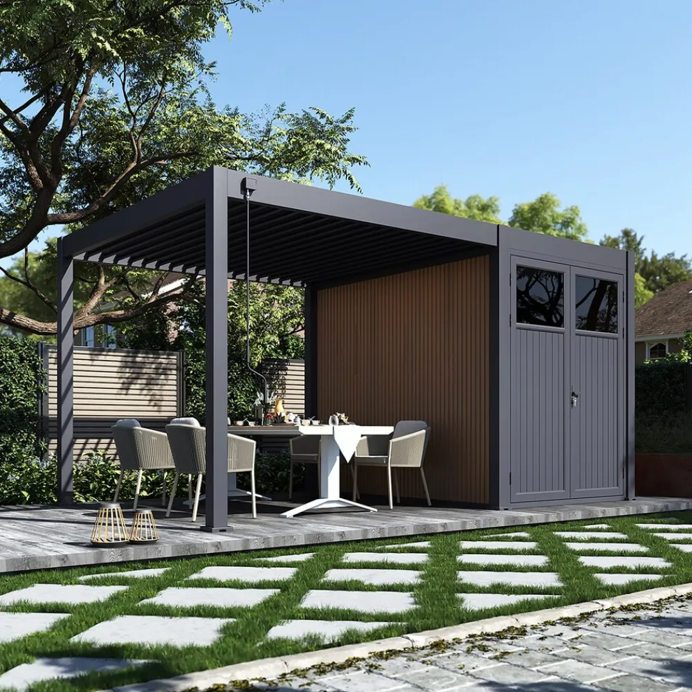 Anbau-Gartenhaus für Pergola 3x2M Anthrazit ^ PergoLine Hot