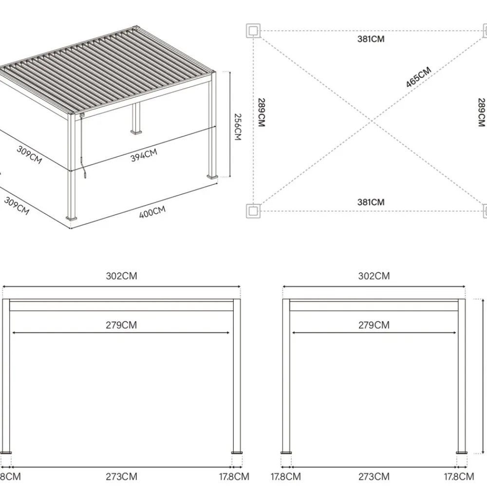 Superior Pergola 3 m x 4 m ^ PergoLine Outlet