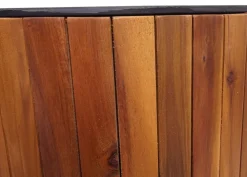 Pflanzkasten -L24, Pflanzkübel Blumentopf Blumenkasten, rund 50x34cm Outdoor Akazie Holz MVG-zertifiziert, braun ^ MCW New