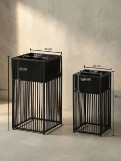 KADIMA DESIGN Pflanzkübel 2er Set Metall Schwarz mit Gestell quadratisch Clearance