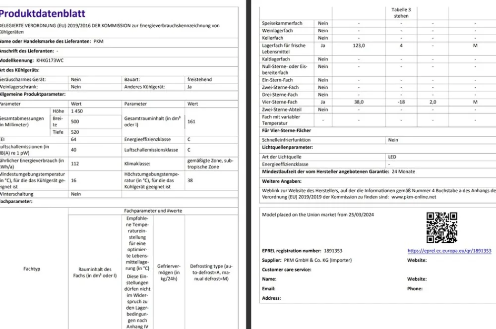 Kühl Gefrierkombination KHKG173WC Weiß 161 L LED ^ PKM Best