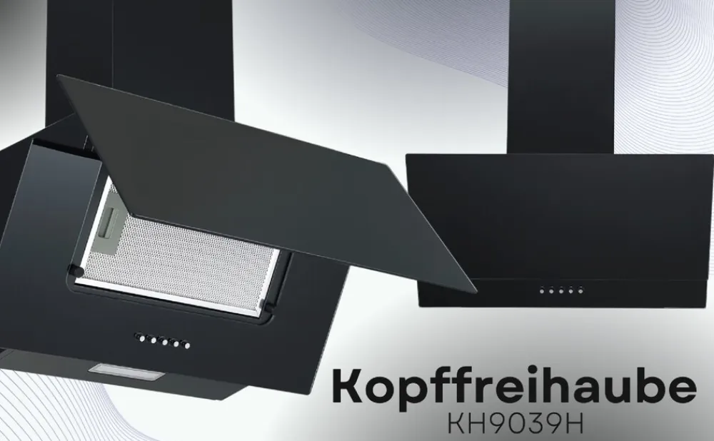 PKM Kopffreihaube KH9039H Glas moderne Dunstabzugshaube schwarz 60cm Clearance