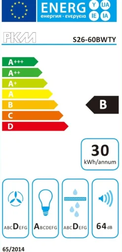 Kopffreihaube S26-60 BWTY - 60cm, weiß, Glas, LED, Dunstabzugshaube ^ PKM Best