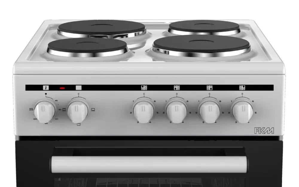 PKM Standherd Elektro EH4-50KPGDQ - Weiss; Standherd 50 cm, EEK: A 4 Kochplatten, 3 Backofenfunktionen, Deckel, Geschirrwagen Online
