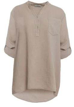 Damen Musselin Tunika Longbluse mit Tasche PM17 ^ PM SELECTED Discount