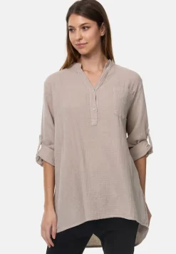 Damen Musselin Tunika Longbluse mit Tasche PM17 ^ PM SELECTED Discount