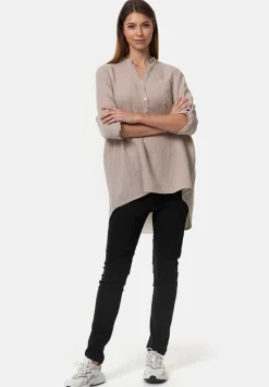Damen Musselin Tunika Longbluse mit Tasche PM17 ^ PM SELECTED Discount