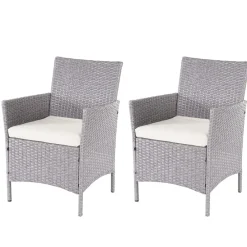 Poly-Rattan-Garnitur Hamar, Gartenmöbel Balkon-Set Sitzgarnitur ~ grau, Kissen creme ^ MCW Sale