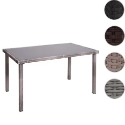 Poly-Rattan Tisch -G19, Gartentisch Balkontisch, 120x75cm ~ grau-braun ^ MCW Best