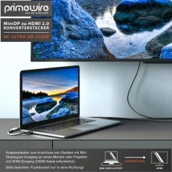 Primewire 4k Mini Displayport zu Hdmi 2.0 Adapter - mini DP Kabel - 4k@60Hz - Thunderbolt 1 - 2 - Audio und Video Sale