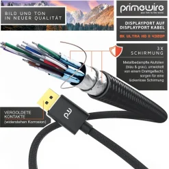 Primewire 8K Premium DisplayPort 1.4 Kabel - DP 1.4 - 7680x4320 @ 60 Hz - 1m Hot