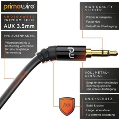 Primewire 3,5-mm-Klinke Audio-Kabel, AUX,  HiFi Audio Klinkenkabel / Verlängerungskabel - 10m Outlet