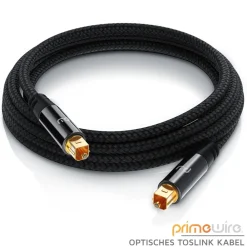 Optisches-Kabel, S/PDIF, Toslink, Lichtwellenleiter mit Metallstecker & Nylonmantel, Audiokabel - 2m ^ Primewire Clearance