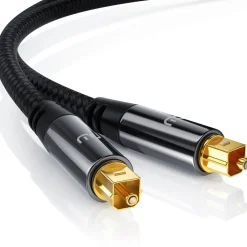 Optisches-Kabel, S/PDIF, Toslink, Lichtwellenleiter mit Metallstecker & Nylonmantel, Audiokabel - 2m ^ Primewire Clearance
