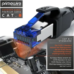 Primewire Outdoor Patchkabel - CAT 8 - mit IP66 - 40 Gbit/s Glasfaser - S/FTP PiMF Schirmung - Netzwerkkabel - 10m Discount