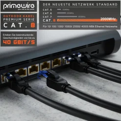 Primewire Outdoor Patchkabel - CAT 8 - mit IP66 - 40 Gbit/s Glasfaser - S/FTP PiMF Schirmung - Netzwerkkabel - 10m Discount