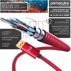 Primewire Premium DisplayPort auf DisplayPort Kabel mit Nylonummantelung 8K 7680 x 4320 @ 60 Hz mit DSC - 1m Discount