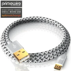Premium Micro USB 2,4A Schnellladekabel - Nylonkabel Metallstecker - High Speed Ladekabel / Datenkabel - 2m ^ Primewire Outlet