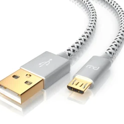 Premium Micro USB 2,4A Schnellladekabel - Nylonkabel Metallstecker - High Speed Ladekabel / Datenkabel - 2m ^ Primewire Outlet