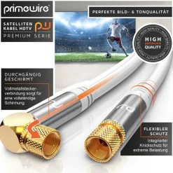 Primewire SAT-Kabel, Koax, F-Stecker, HDTV SAT Koax Kabel 90° gewinkelt, 4fach Schirmung, 135dB, 75Ohm - 12,5m Discount