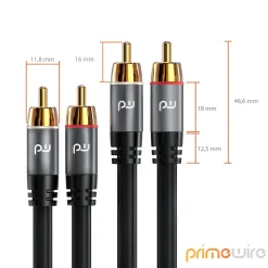Primewire Stereo Cinch Audio-Kabel, RCA, mehrfach geschirmtes HiFi Audiokabel, 2X Cinch zu 2X Cinch - 2m Discount