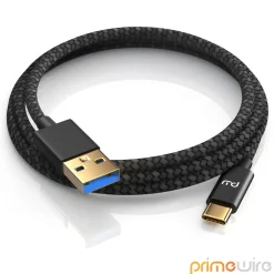Primewire USB-C 3.1 Kabel, USB Typ C zu Typ A, Datenkabel, Ladekabel, Nylonmantel, bidirektional, Geschirmt - 0,5m