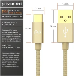 Primewire USB-C 2.0 zu USB Typ A Kabel, Ladekabel, Datenkabel, Adapterkabel für Smartphone & Tablet - 1m Best