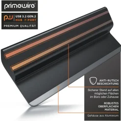 Primewire USB 3.2 Gen2 Hub, 7 Port Aktiver Verteiler mit Netzteil, 10 Gbit/s New