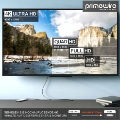 USB Typ C zu HDMI Konverterkabel Adapterkabel 4K 3840 x 2160 @ 60 Hz - 1m ^ Primewire New
