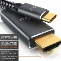 USB Typ C zu HDMI Konverterkabel Adapterkabel 4K 3840 x 2160 @ 60 Hz - 1m ^ Primewire New