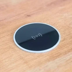 Qi Einbau Ladegerät 15W, Möbel Wireless Charger, USB-C, Ø 60mm ^ kalb Material für Möbel Hot