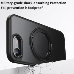 ür Apple iPhone 17e / 16e  Frosted 360 Ring MagSafe TPU + PC Case Grau ^ Wigento