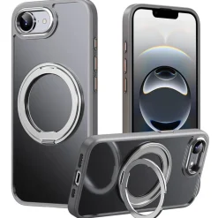 ür Apple iPhone 17e / 16e  Frosted 360 Ring MagSafe TPU + PC Case Grau ^ Wigento