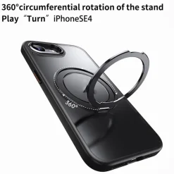 ür Apple iPhone 17e / 16e  Frosted 360 Ring MagSafe TPU + PC Case Grau ^ Wigento