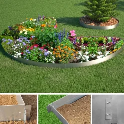 Rasenkante 35m 100x14cm verzinkt Beeteinfassung Beetumrandung Mähkante Metall Palisade ^ Oskar New