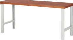 Werkbank mit einstellbarer Arbeitshöhe und Buche-Massiv-Arbeitsplatte, ca. B 200 x H 79-114 x T 70 cm ^ RAU Clearance