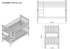 - Etagenbett Kick mit 2 Liegeflächen 90 x 200 cm, Buche massiv natur lackiert ^ Relita Discount