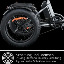 REMINGTON-Fahrrad Remington R100 E Bike Elektro Dreirad 20 Zoll Elektrodreirad mit 2 Akkus bis 120 km Pedelec City mit tiefem Einstieg klappbar schwarz/grau Best