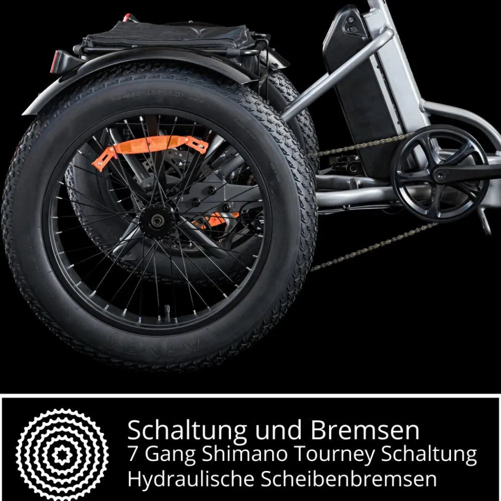 REMINGTON-Fahrrad Remington R100 E Bike Elektro Dreirad 20 Zoll Elektrodreirad mit 2 Akkus bis 120 km Pedelec City mit tiefem Einstieg klappbar schwarz/grau Best