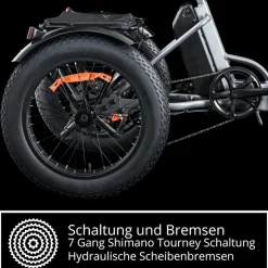 REMINGTON-Fahrrad Remington R100 E Bike Elektro Dreirad 20 Zoll Elektrodreirad mit 2 Akkus bis 120 km Pedelec City mit tiefem Einstieg klappbar schwarz/grau Best