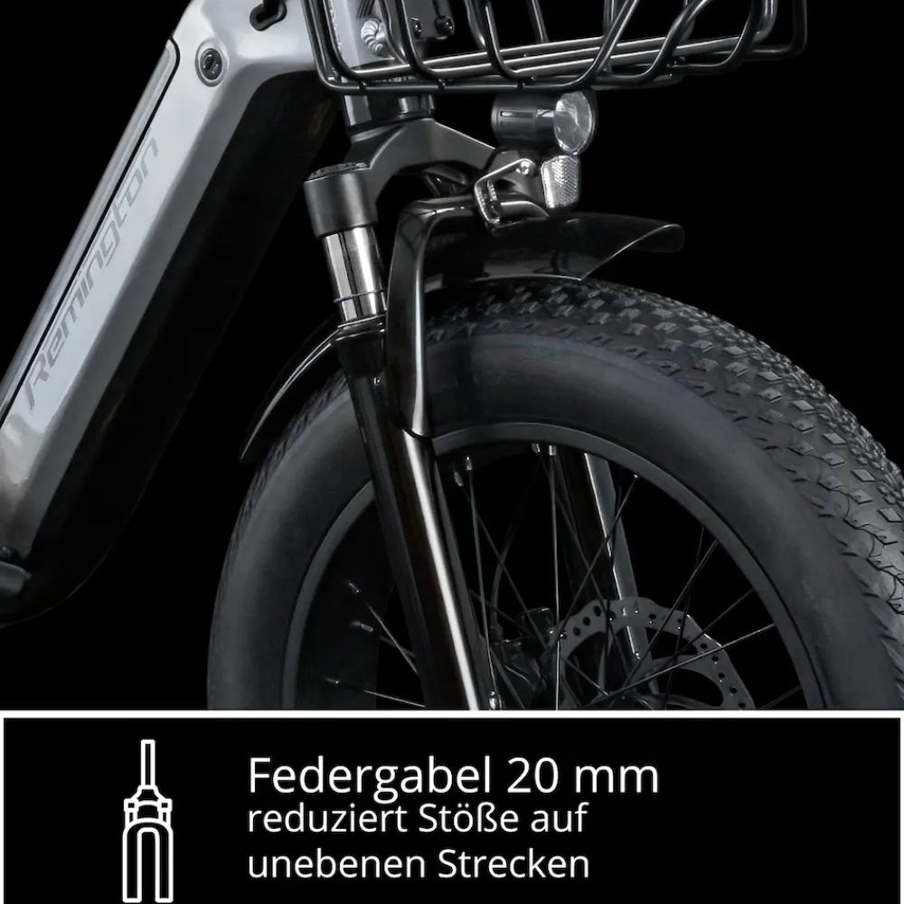 REMINGTON-Fahrrad Remington R100 E Bike Elektro Dreirad 20 Zoll Elektrodreirad mit 2 Akkus bis 120 km Pedelec City mit tiefem Einstieg klappbar schwarz/grau Best