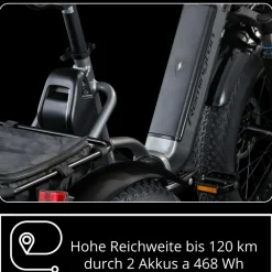 REMINGTON-Fahrrad Remington R100 E Bike Elektro Dreirad 20 Zoll Elektrodreirad mit 2 Akkus bis 120 km Pedelec City mit tiefem Einstieg klappbar schwarz/grau Best