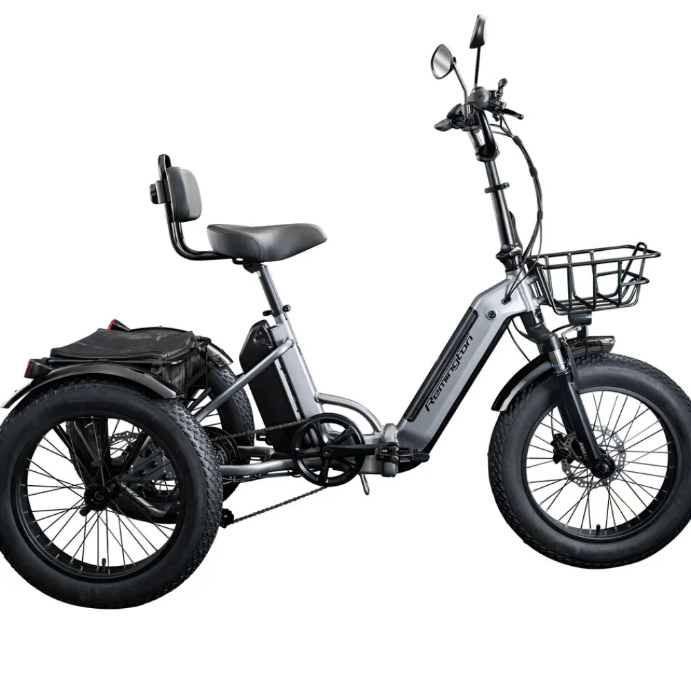 REMINGTON-Fahrrad Remington R100 E Bike Elektro Dreirad 20 Zoll Elektrodreirad mit 2 Akkus bis 120 km Pedelec City mit tiefem Einstieg klappbar schwarz/grau Best