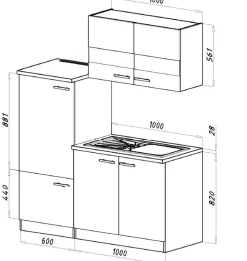 Economy Küchenzeile KB160ESWMI 160 cm, mit Mikrowelle ^ Respekta Sale