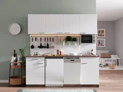 Respekta Küchenzeile KB195EYWMI 195 cm Weiß-Eiche York Nachbildung Best