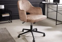 Bürostuhl PARIS - Samt schwarz Armlehnen Drehstuhl Höhenverstellbar ^ riess-ambiente Discount
